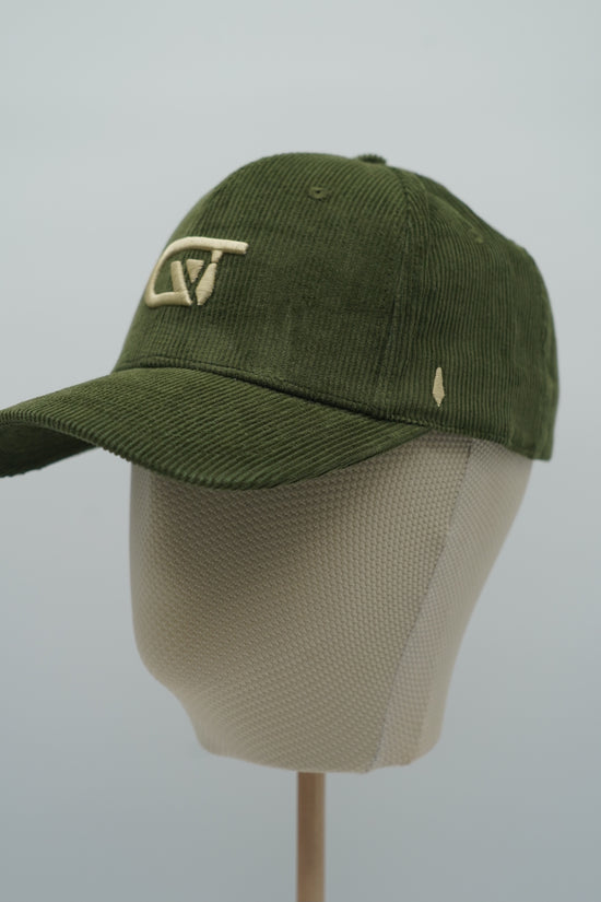 Cappello da baseball GT in velluto a coste verde oliva