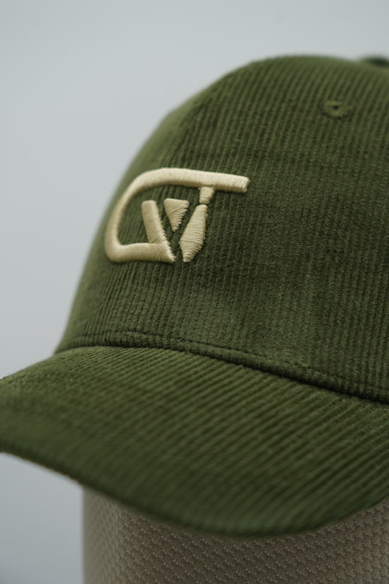 Cappello da baseball GT in velluto a coste verde oliva