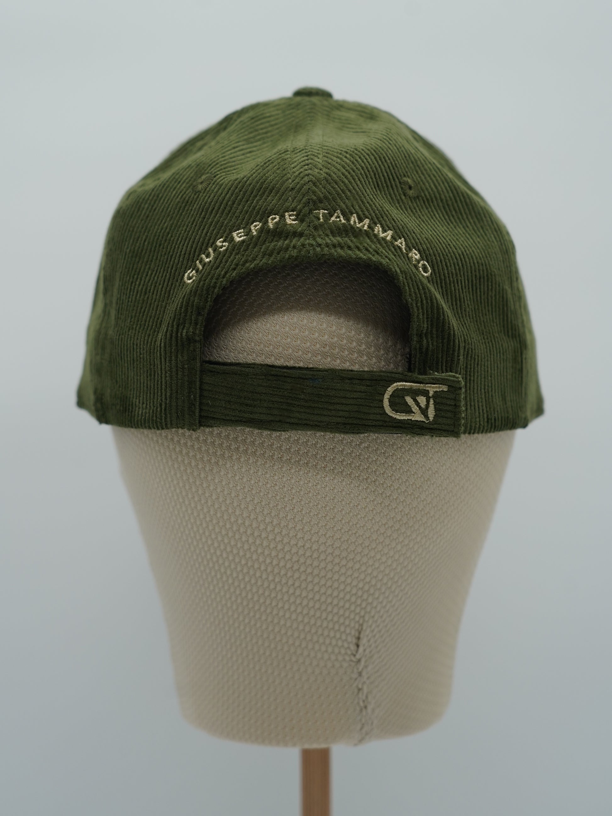 Cappello da baseball GT in velluto a coste verde oliva