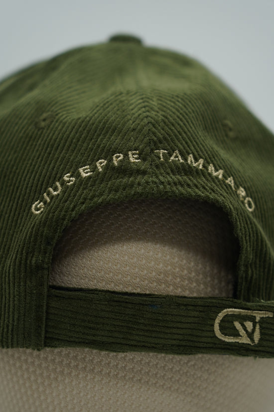 Cappello da baseball GT in velluto a coste verde oliva