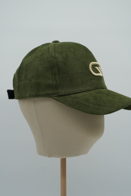 Cappello da baseball GT in velluto a coste verde oliva