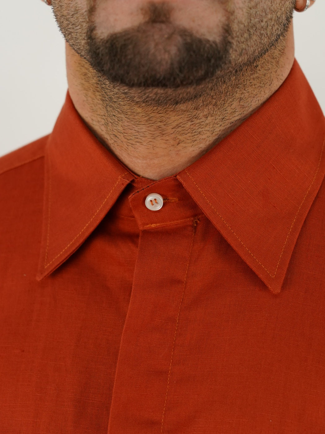 Camicia rame collo a vela 100% lino