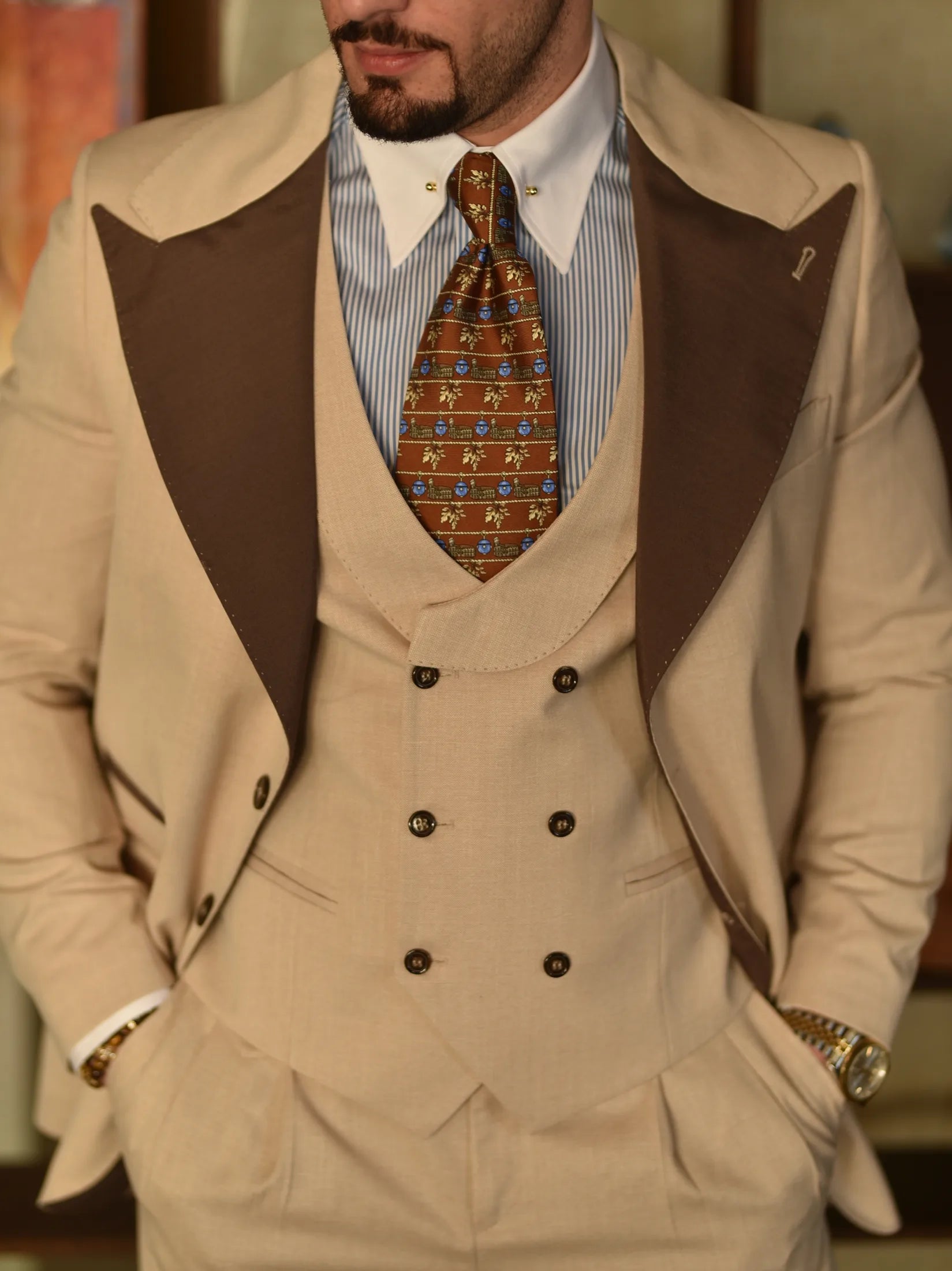 Spille collo camicia oro e argento