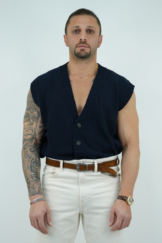 Gilet smacchinato blu