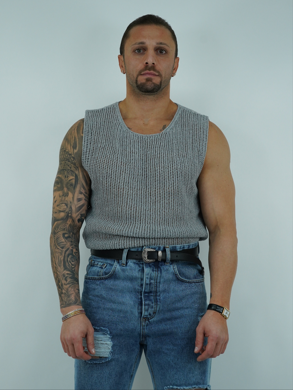 Canotta forata grigio fumo