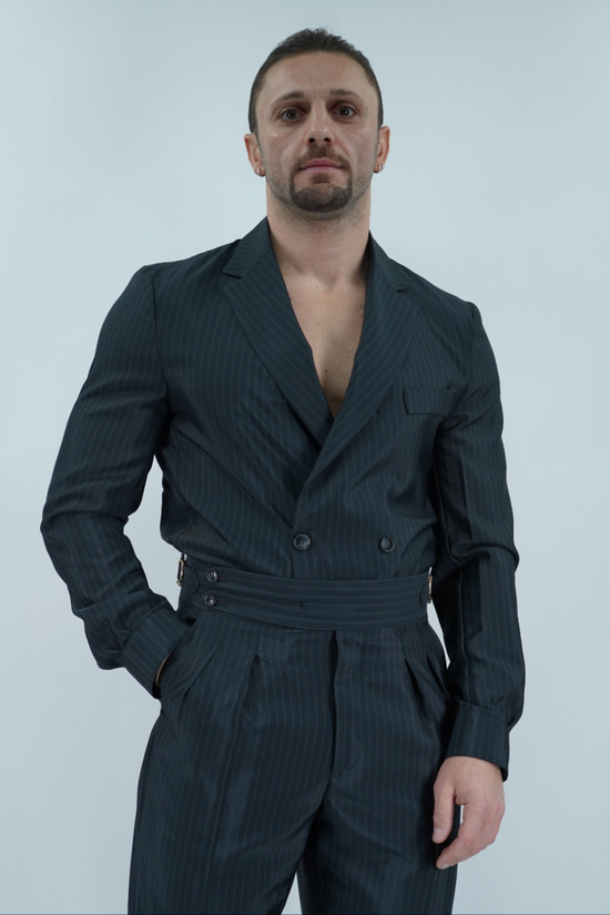Giacca camicia doppiopetto petto napoli solaro nero