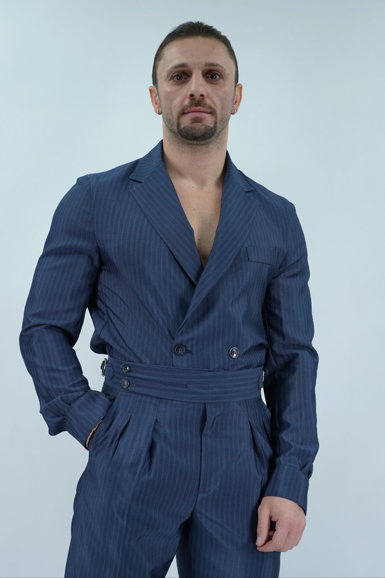 Giacca camicia doppiopetto petto napoli solaro blu