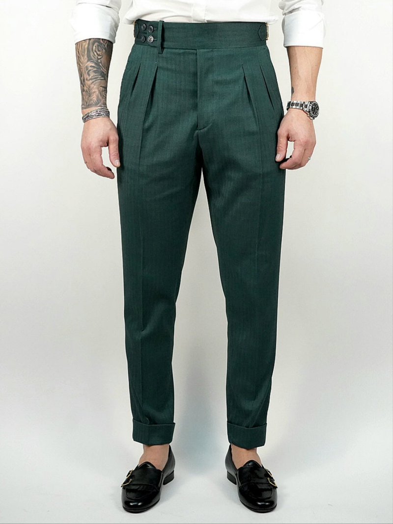Gurkha 4 Bottoni - Fondo 17/20cm | Doppia Fibbia Regolabile | Verde Smeraldo