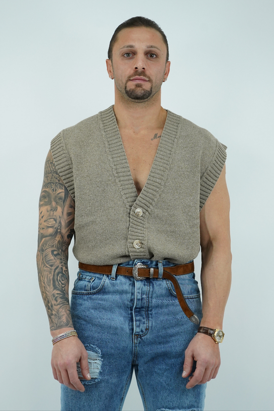 Gilet smacchinato argilla