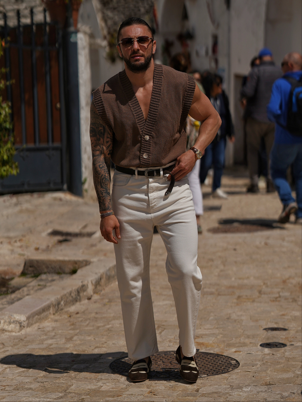Gilet smacchinato quercia