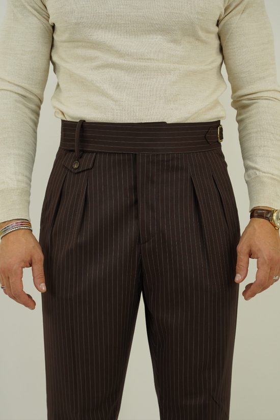 Gurkha elegant gessato marrone