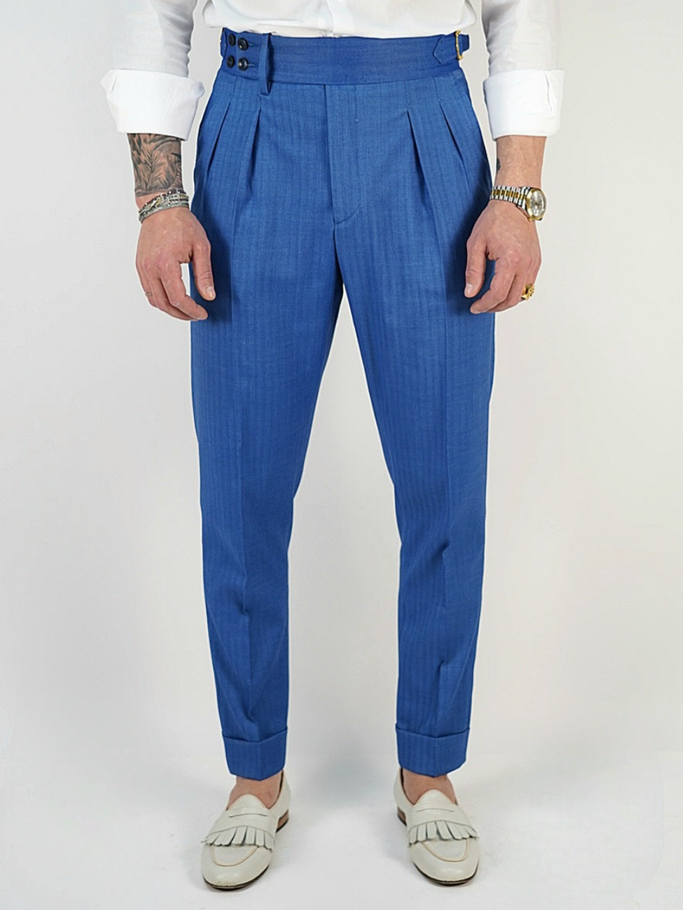 Gurkha Topazio Azzurro con 4 bottoni e fibbie stringenti laterali