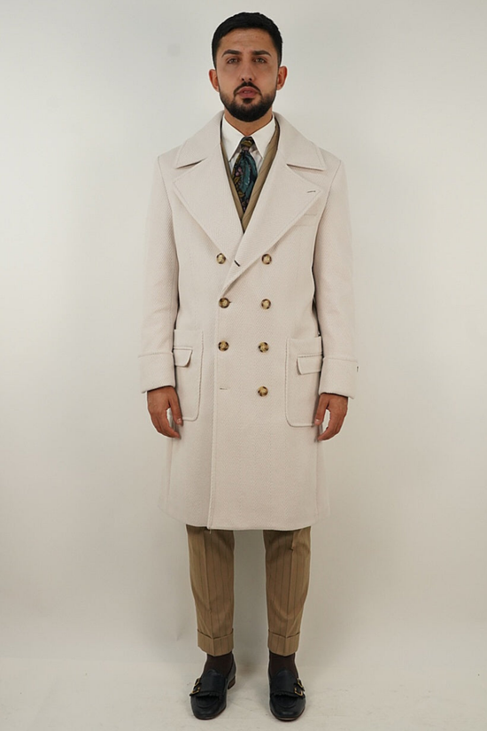 Cappotto Chesterfield Spigato Panna