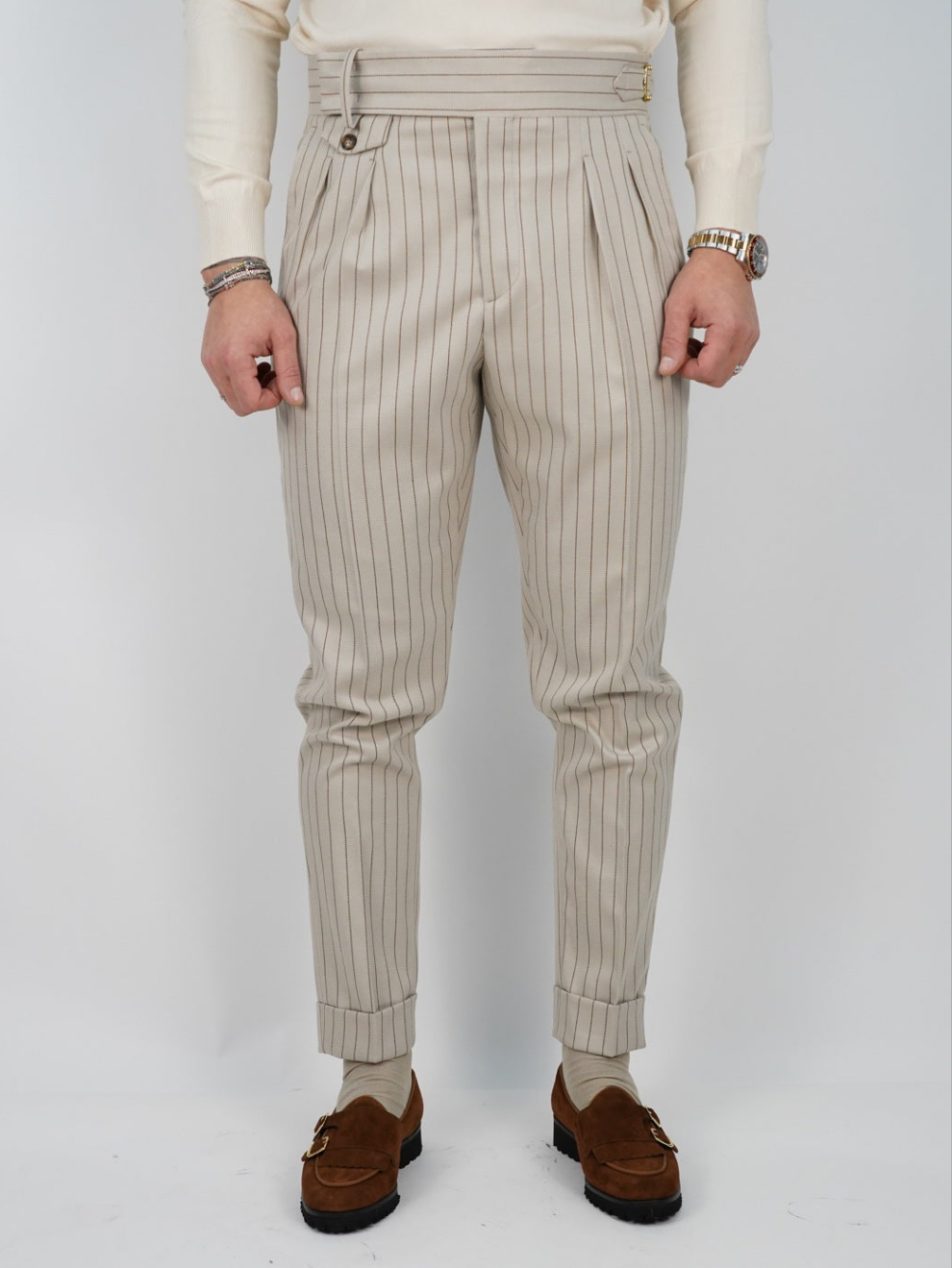 Gurkha elegant gessato panna