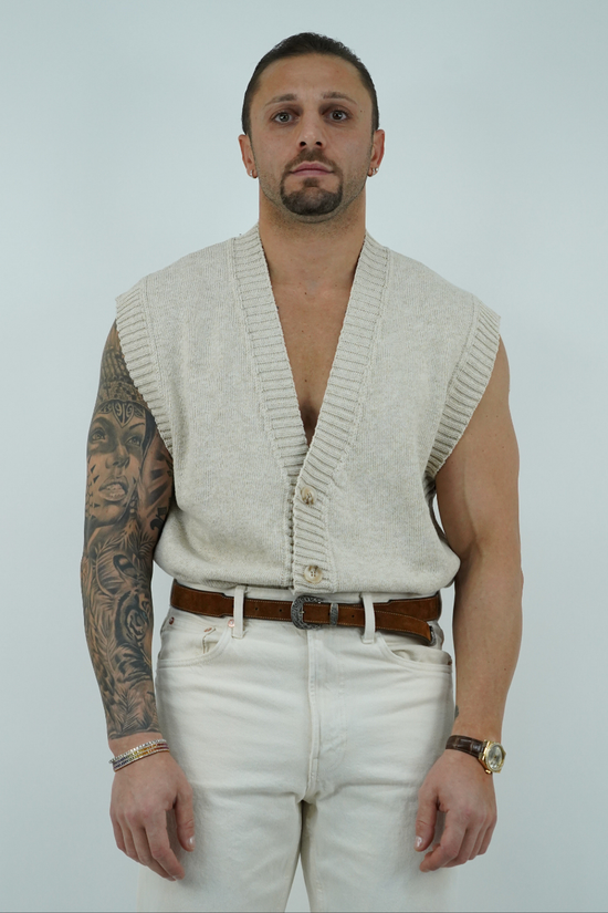 Gilet smacchinato colore lino