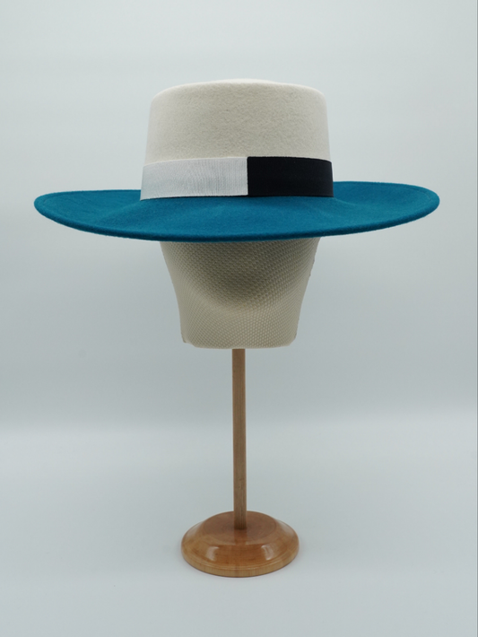 Cappello a cilindro Navi/Panna in feltro