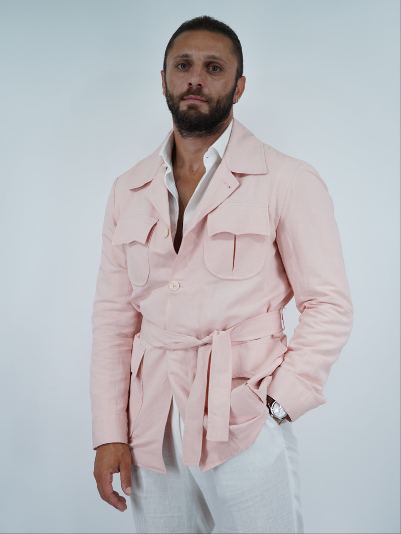 Giacca Safari in lino - Rosa