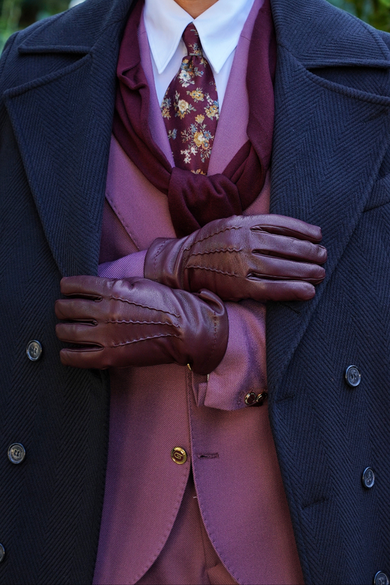 Guanto classic in pelle capra bordeaux