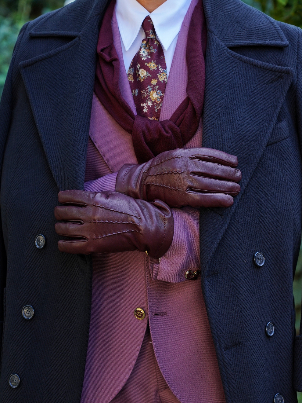 Guanto classic in pelle capra bordeaux