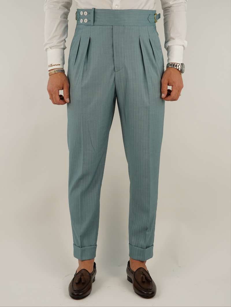 Gurkha verde tiffany con 4 bottoni e fibbie stringenti laterali