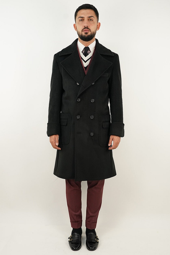 Cappotto Chesterfield Spigato Nero