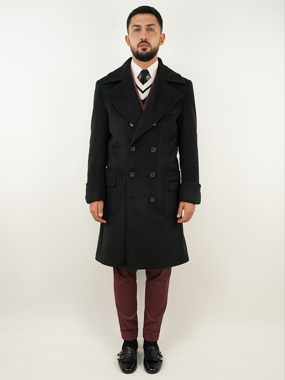 Cappotto Chesterfield Spigato Nero