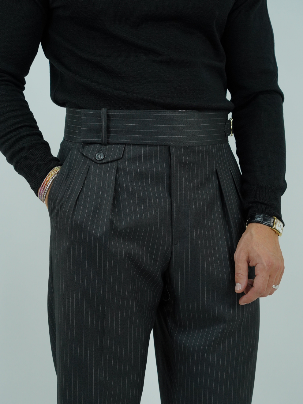 Abito Extensive doppiopetto petto a lancia gessato grigio scuro