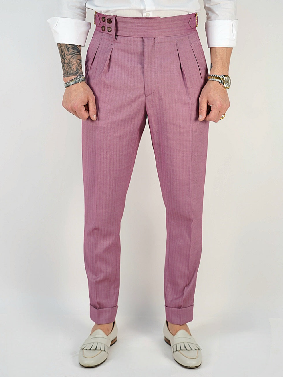 Gurkha Quarzo Rosa con 4 bottoni e fibbie stringenti laterali