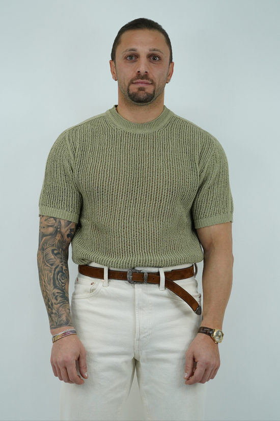 T-shirt forata verde safari