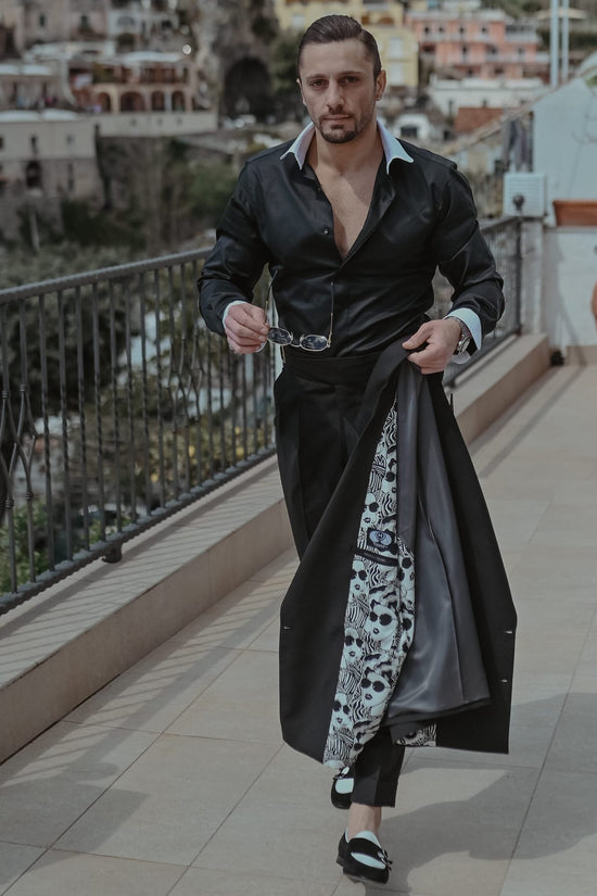 Camicia collo a vela fondo nero