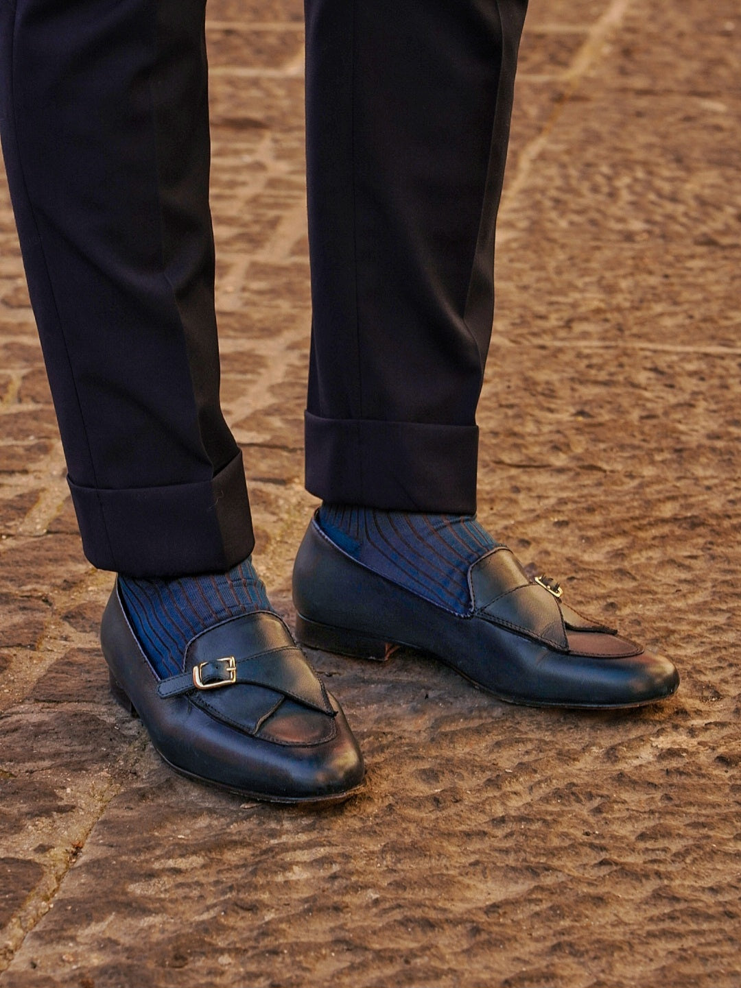 Mocassini blu con fibbia