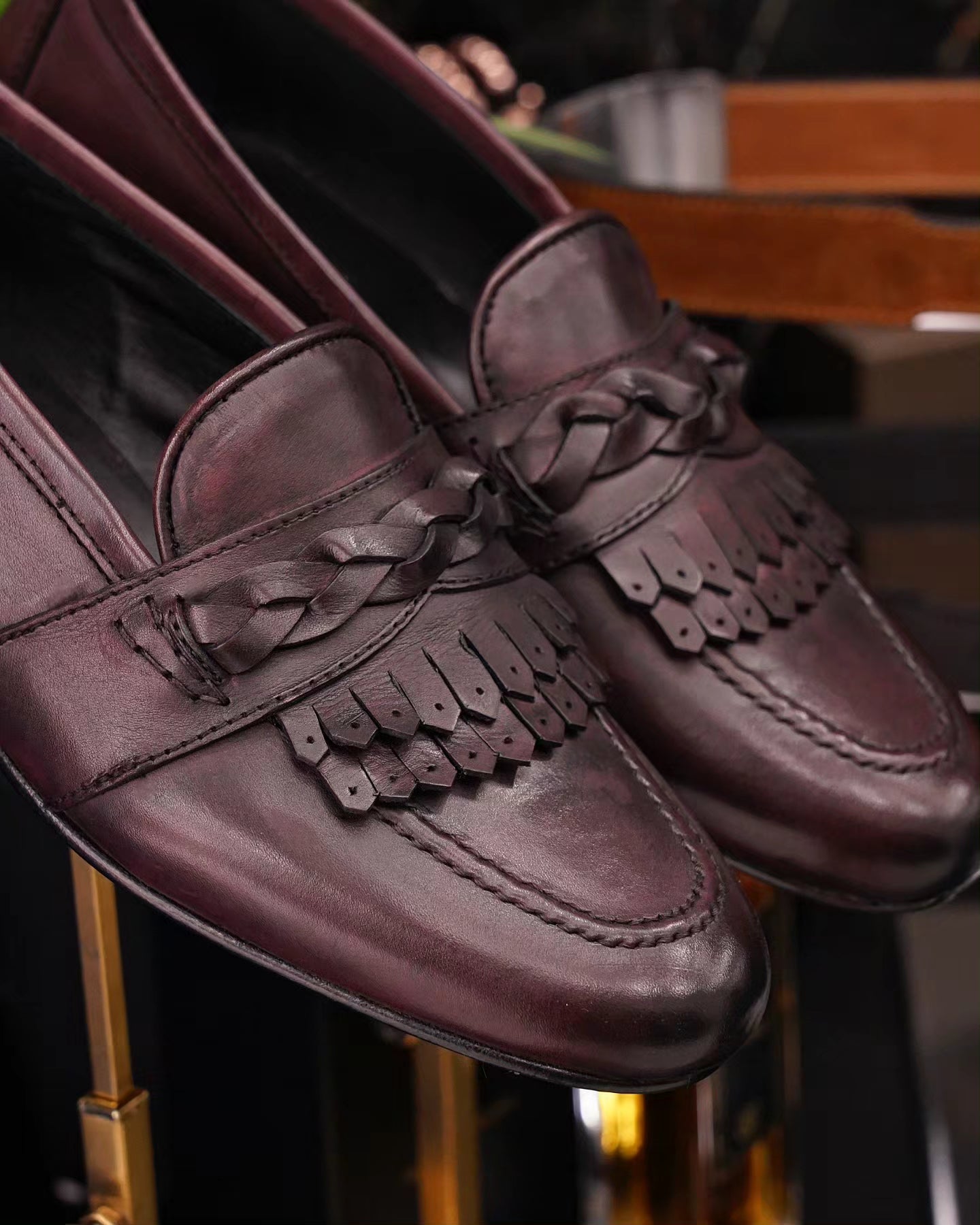 Mocassini treccia bordeaux