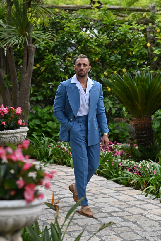 Camicia collo cubano in lino bianco con tasche