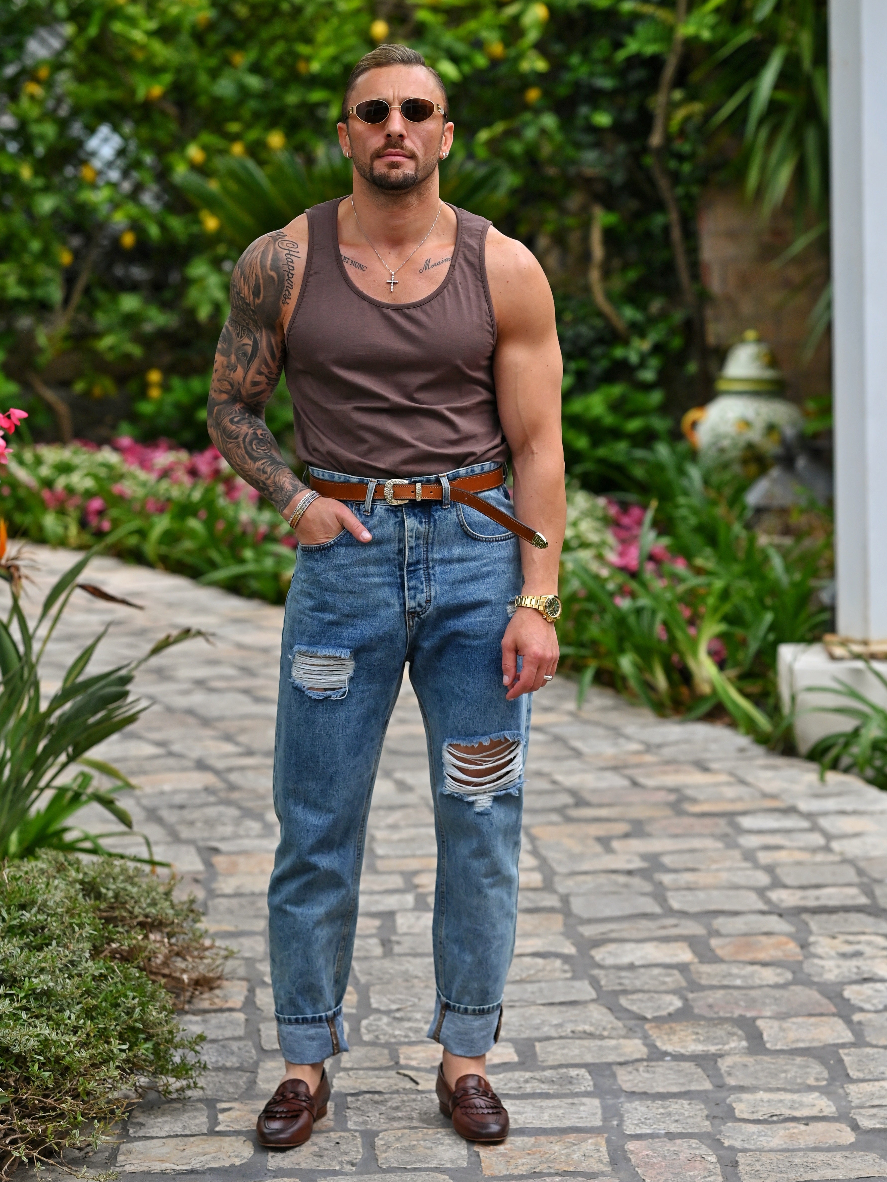 Jeans 80s a vita alta con passanti lavaggio chiaro fondo ampio