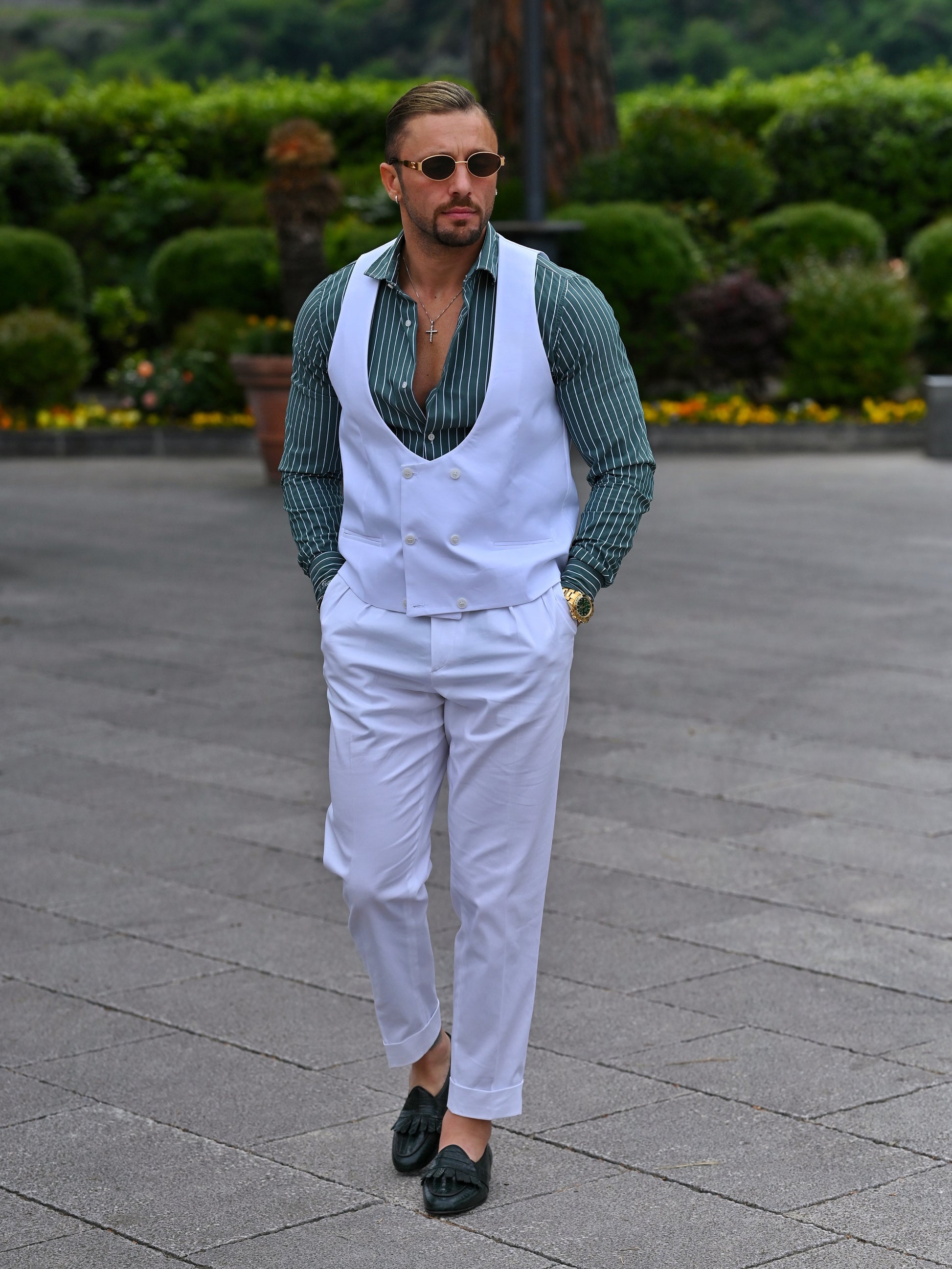 Panciotto doppiopetto 6 bottoni santorini bianco