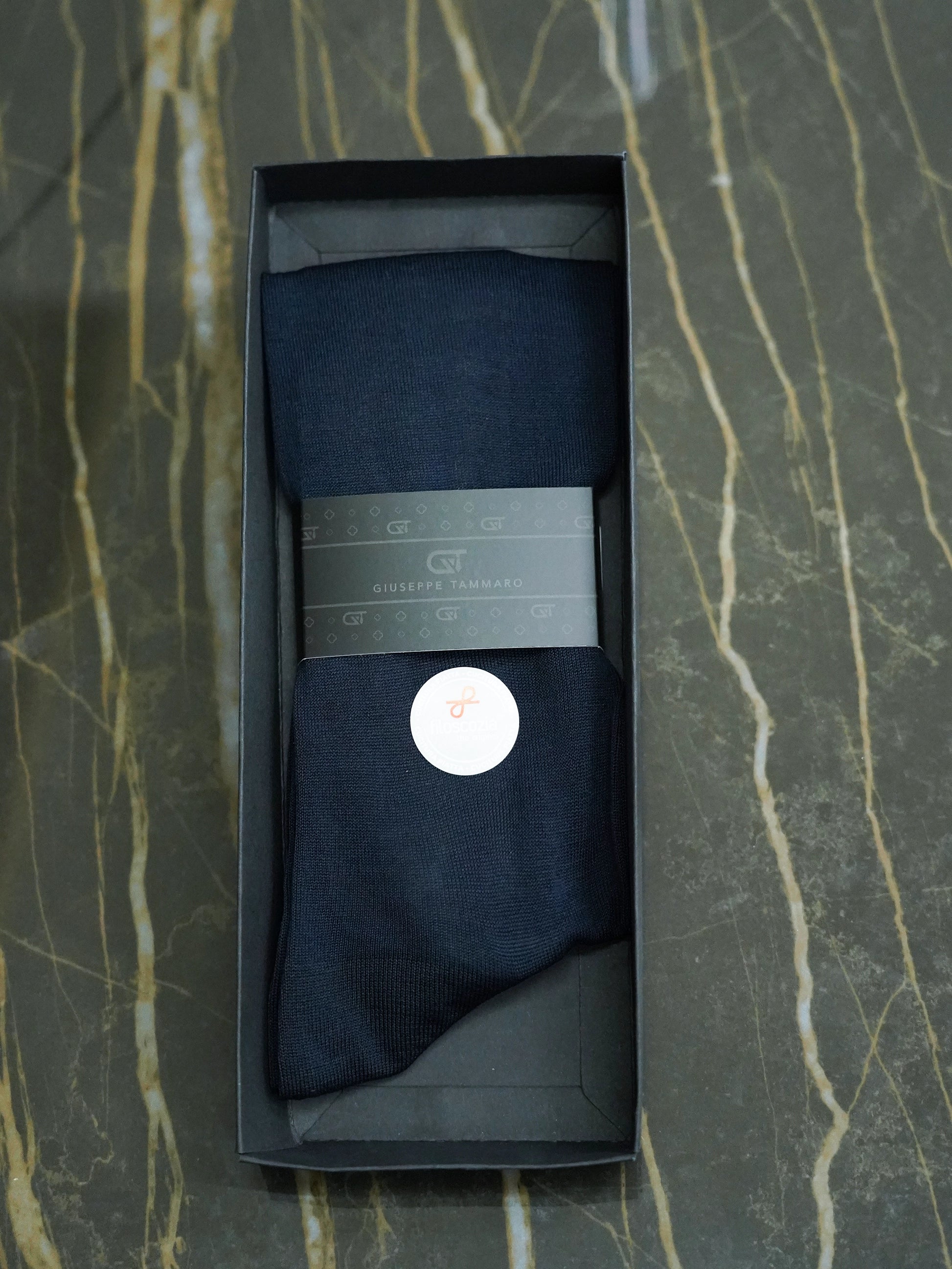 Calza Lunga Filo di Scozia - Maglia liscia | Blu scuro