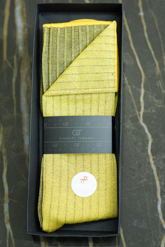 Calza Lunga Filo di Scozia - Coste Vanise | Giallo/Blu navy