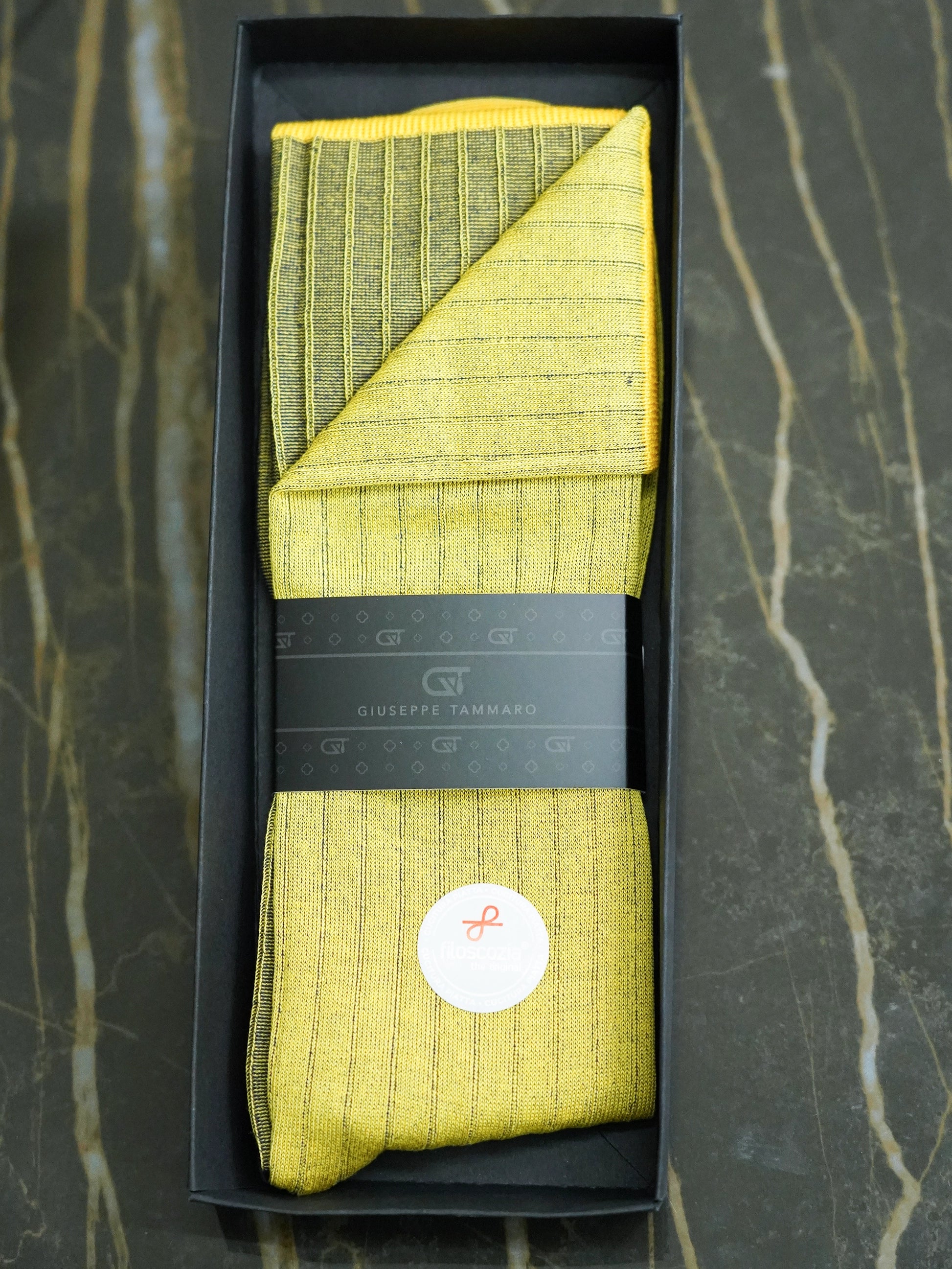 Calza Lunga Filo di Scozia - Coste Vanise | Giallo/Blu navy