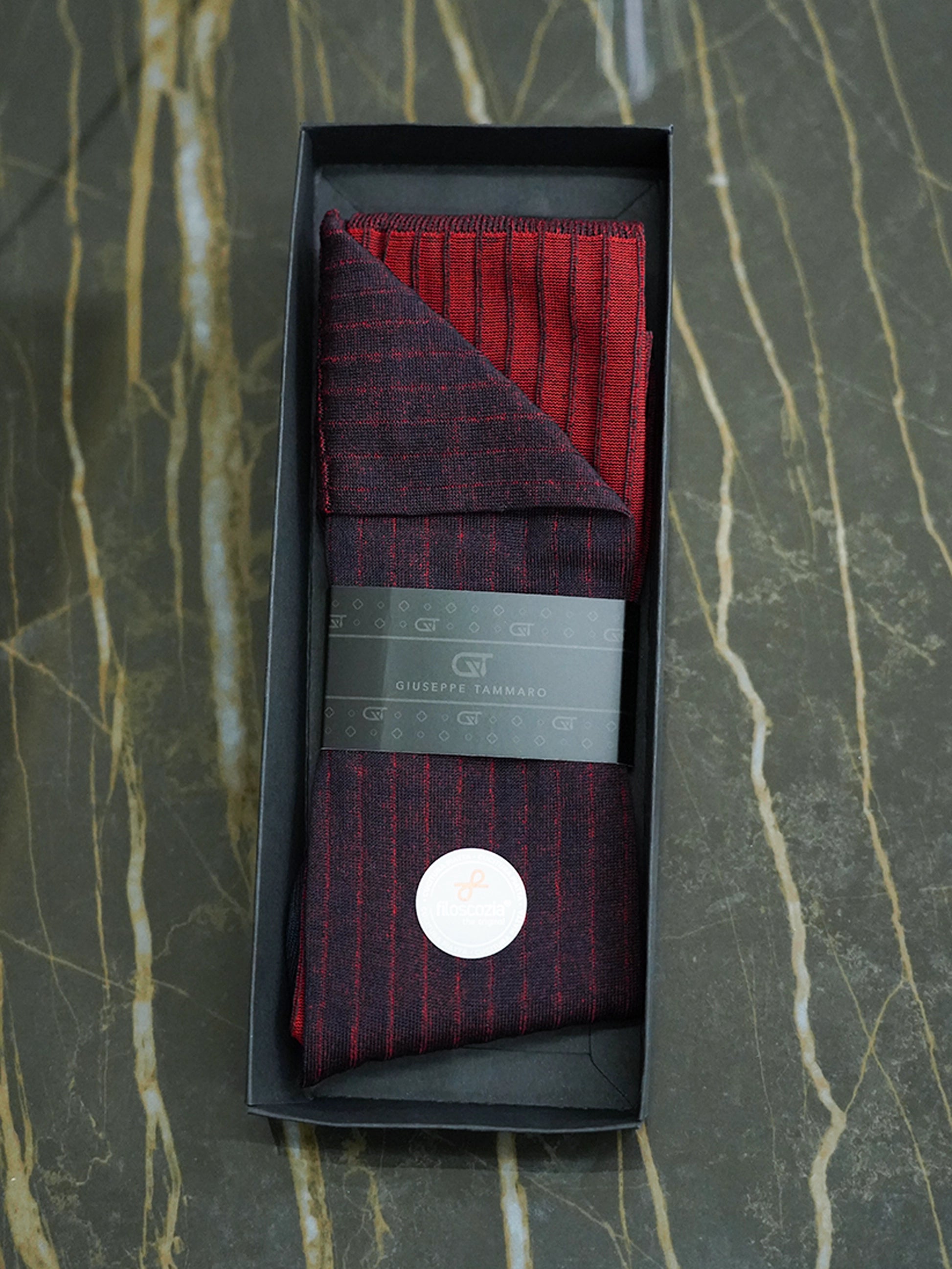 Calza Lunga Filo di Scozia - Coste Vanise | Blu/Rosso