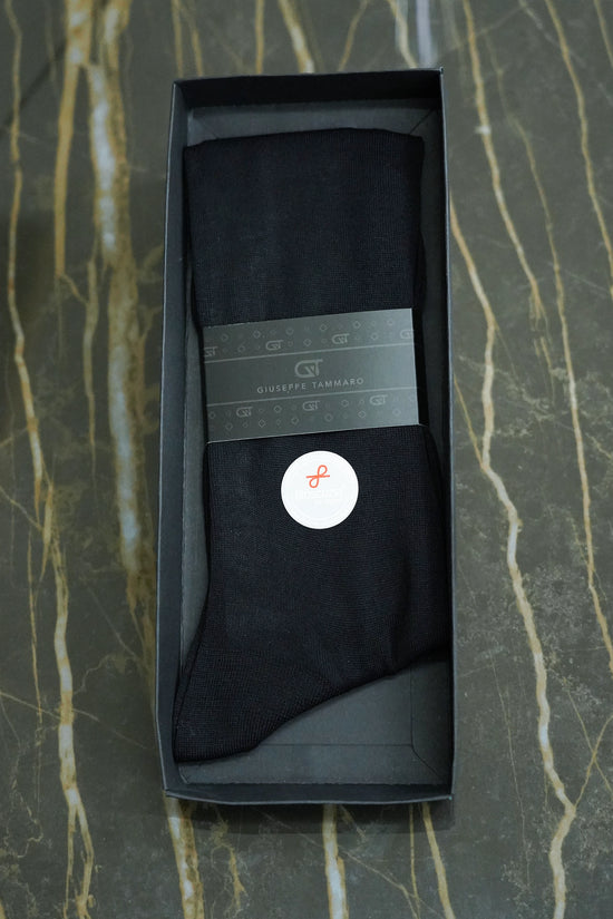 Calza Lunga Filo di Scozia - Maglia liscia | Nero