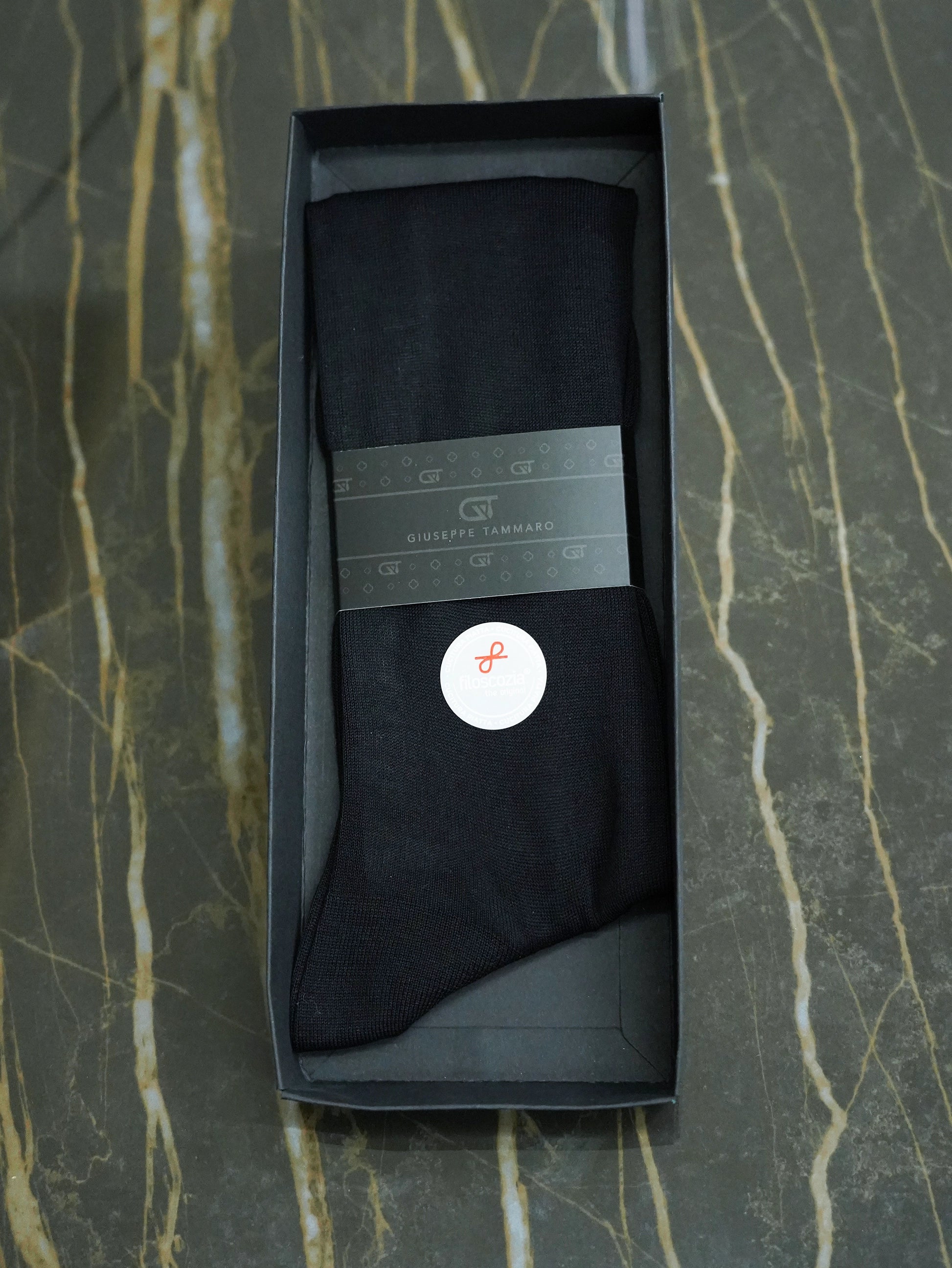 Calza Lunga Filo di Scozia - Maglia liscia | Nero