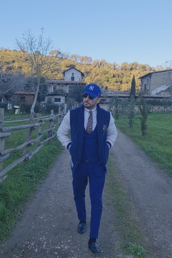 College spigato blu e bianco