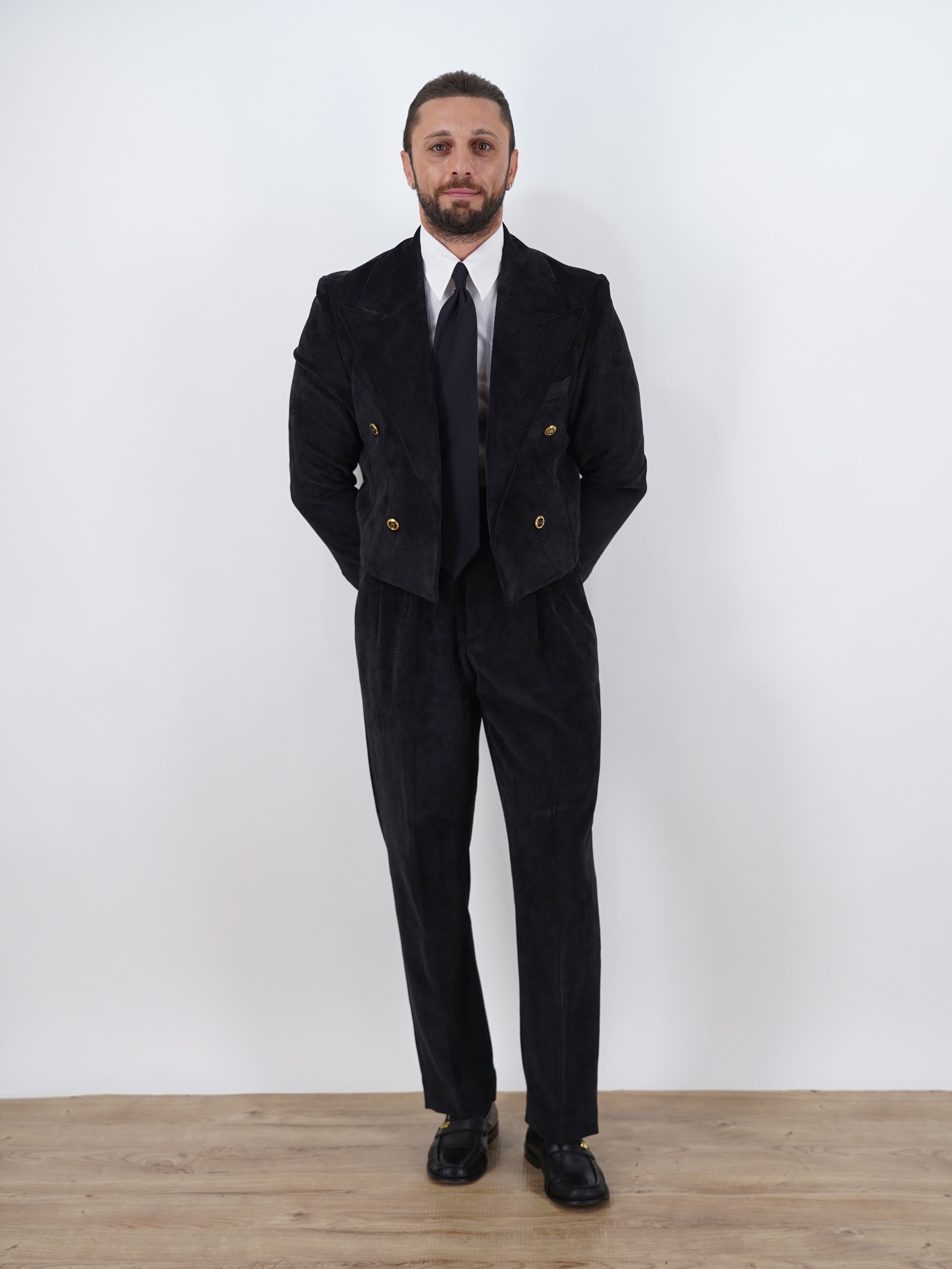 Giacca Cropped Doppiopetto in Velluto a Coste - Linea Extensive | Nero
