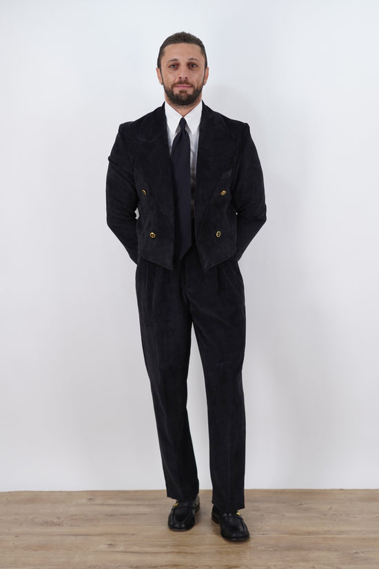 Giacca Cropped Doppiopetto in Velluto - Linea Extensive | Nero