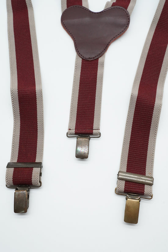 Bretelle con clip Bicolore Bordeaux e Beige con pelle Testa di Moro