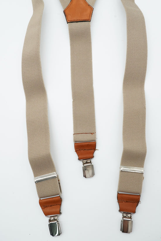 Bretelle Beige pelle Cuoio con clip
