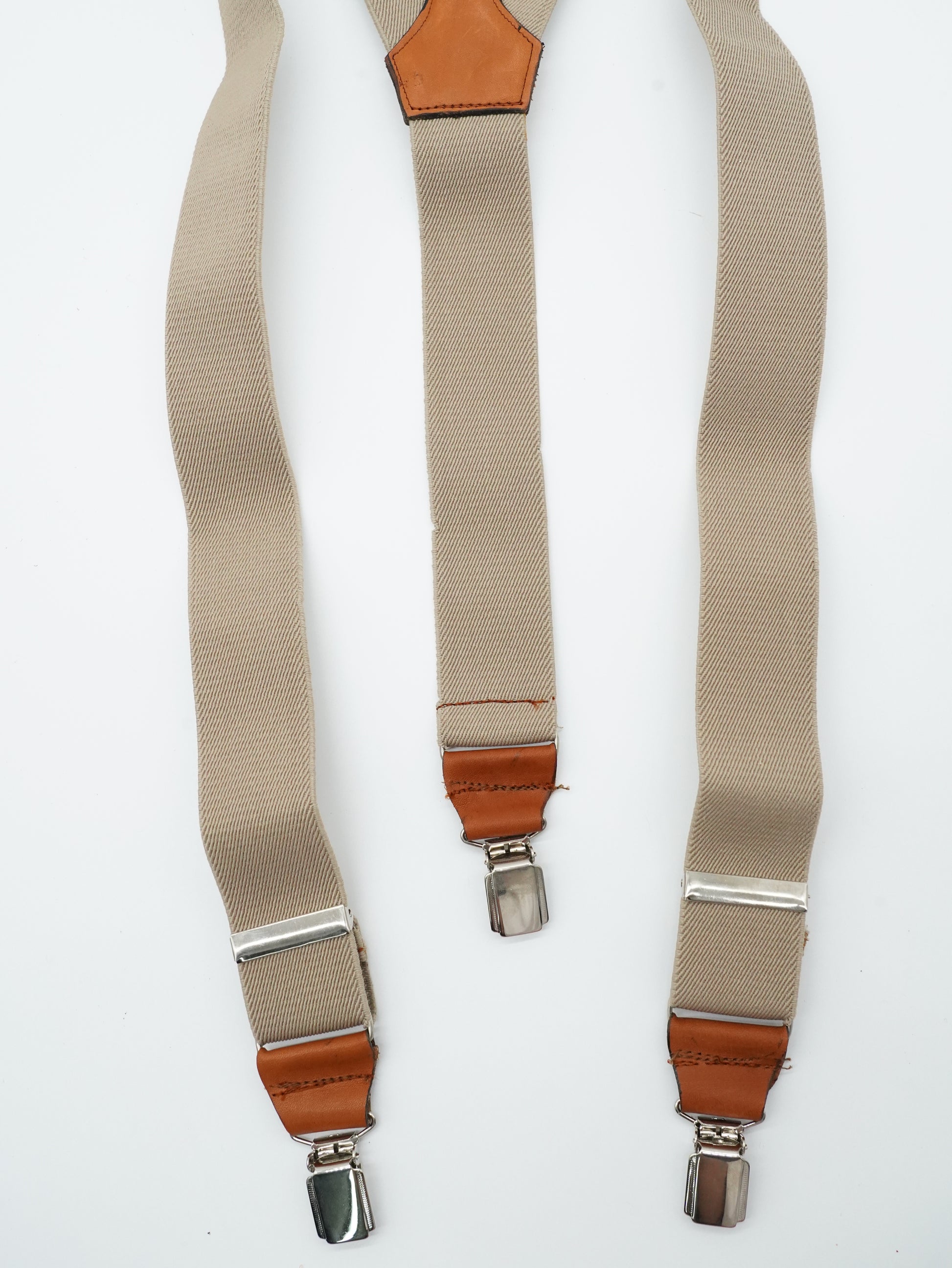 Bretelle Beige pelle Cuoio con clip