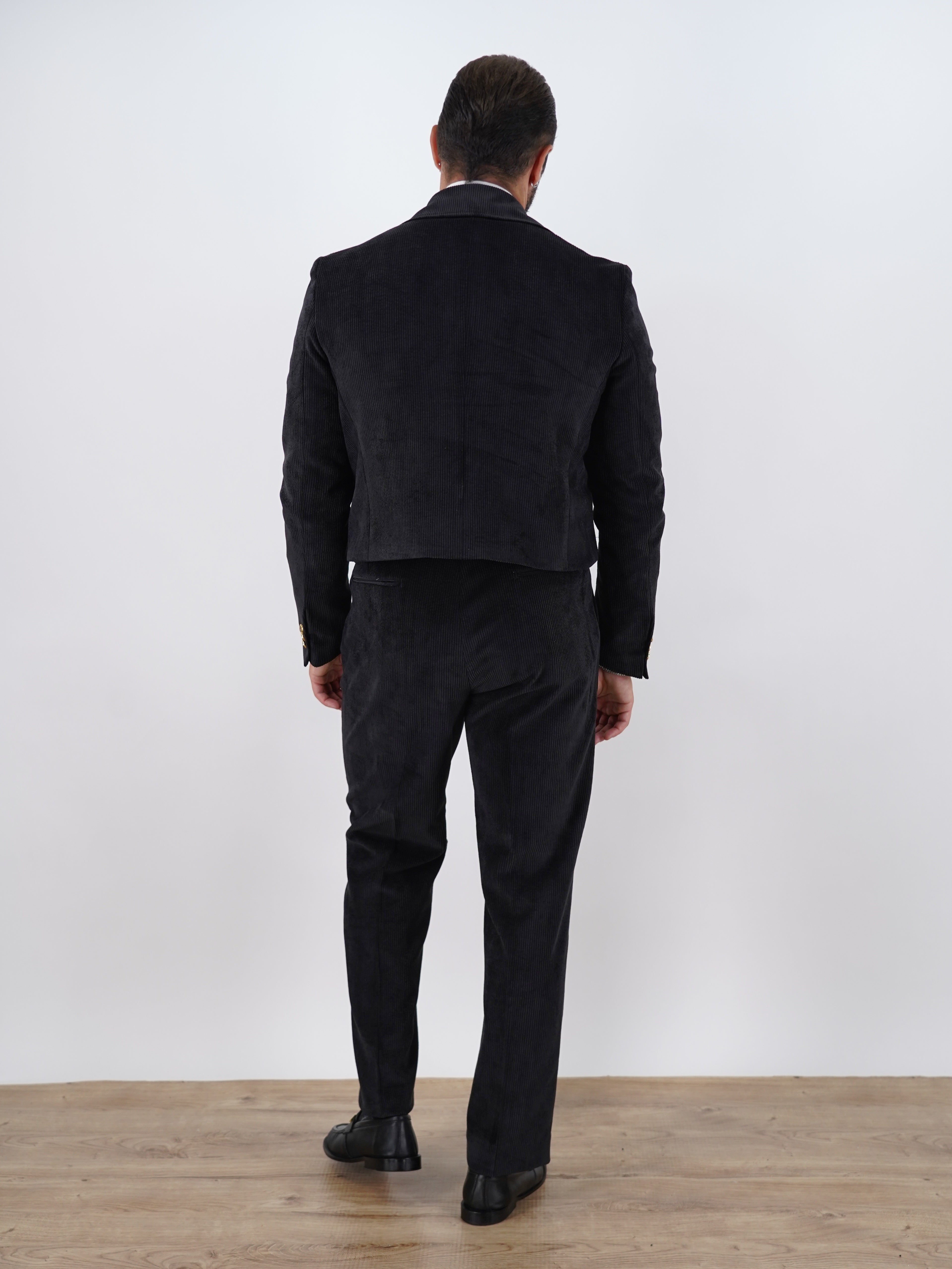 Giacca Cropped Doppiopetto in Velluto a Coste - Linea Extensive | Nero