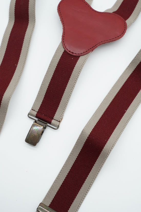 Bretelle con clip Bicolore Bordeaux e Beige con pelle Bordeaux