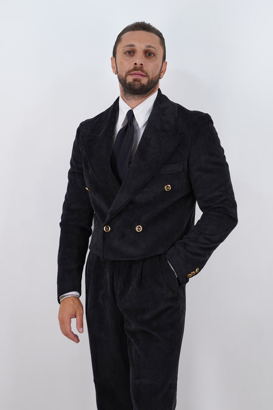 Giacca Cropped Doppiopetto in Velluto - Linea Extensive | Nero
